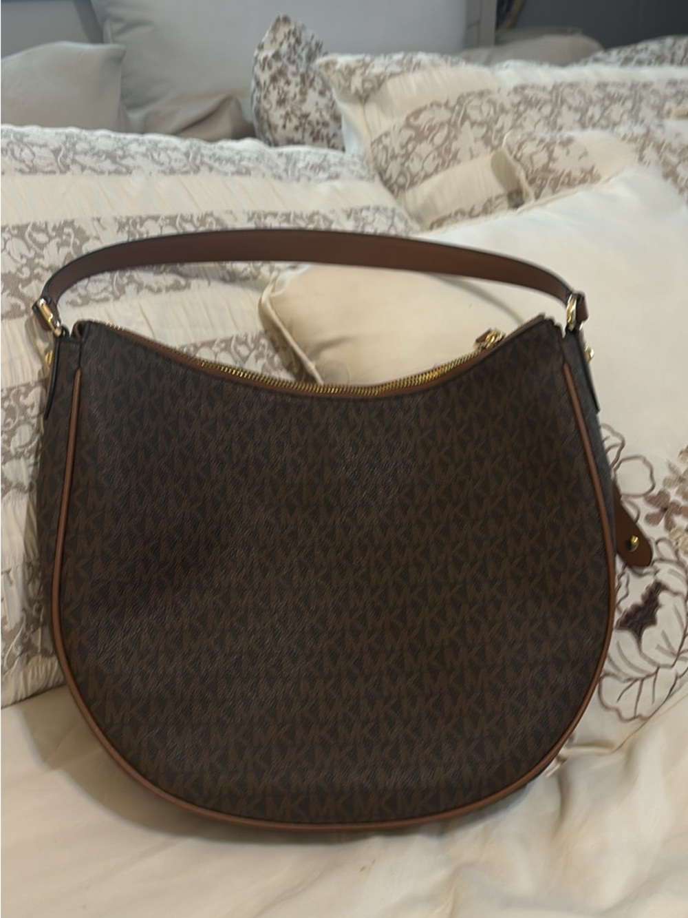 MICHAEL KORS Brown Signature Crescent Hobo with Gold Hardware - Picture 2 of 2